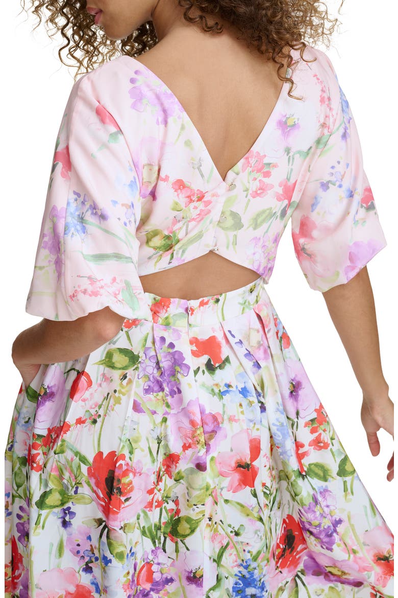 Drapey Cutout Dress, Alternate, color, WHITE MULTI