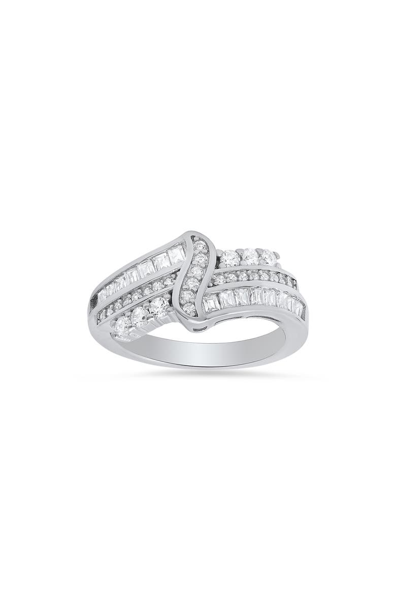 Queen Jewels Sterling Silver Swirl Cubic Zirconia Ring, Main, color, Silver