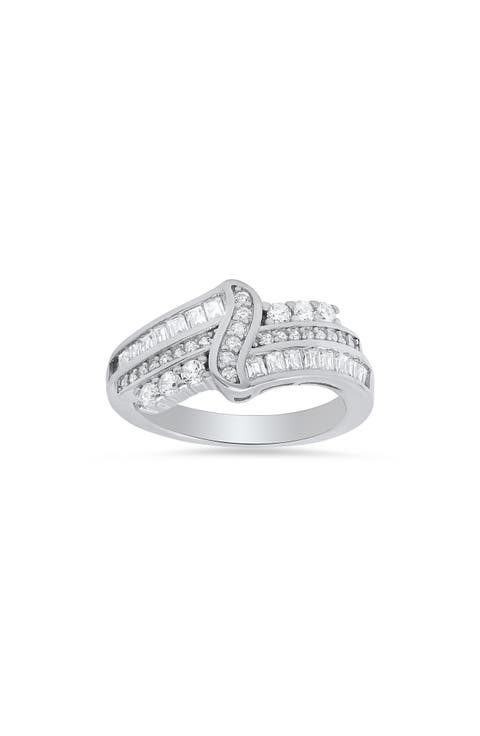 Sterling Silver Swirl Cubic Zirconia Ring