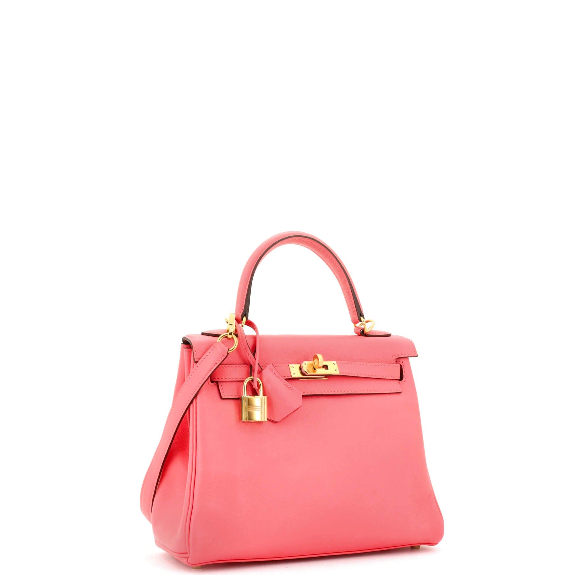Pre-Owned Hermes Kelly Handbag Pink Swift with Gold Hardware 25, Alternate, color, 