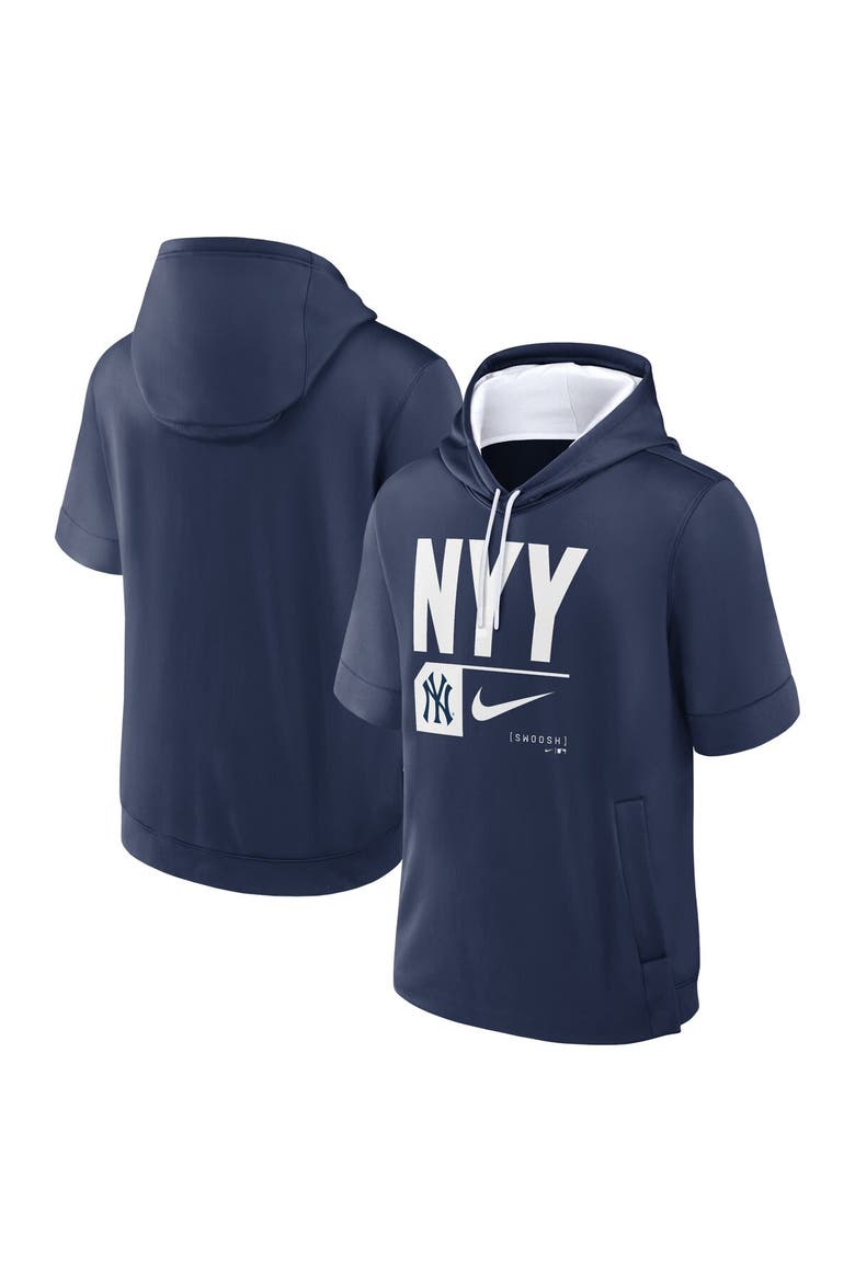 Men's Nike Navy New York Yankees Tri Code Lockup Short Sleeve Pullover Hoodie, Alternate, color, Navy