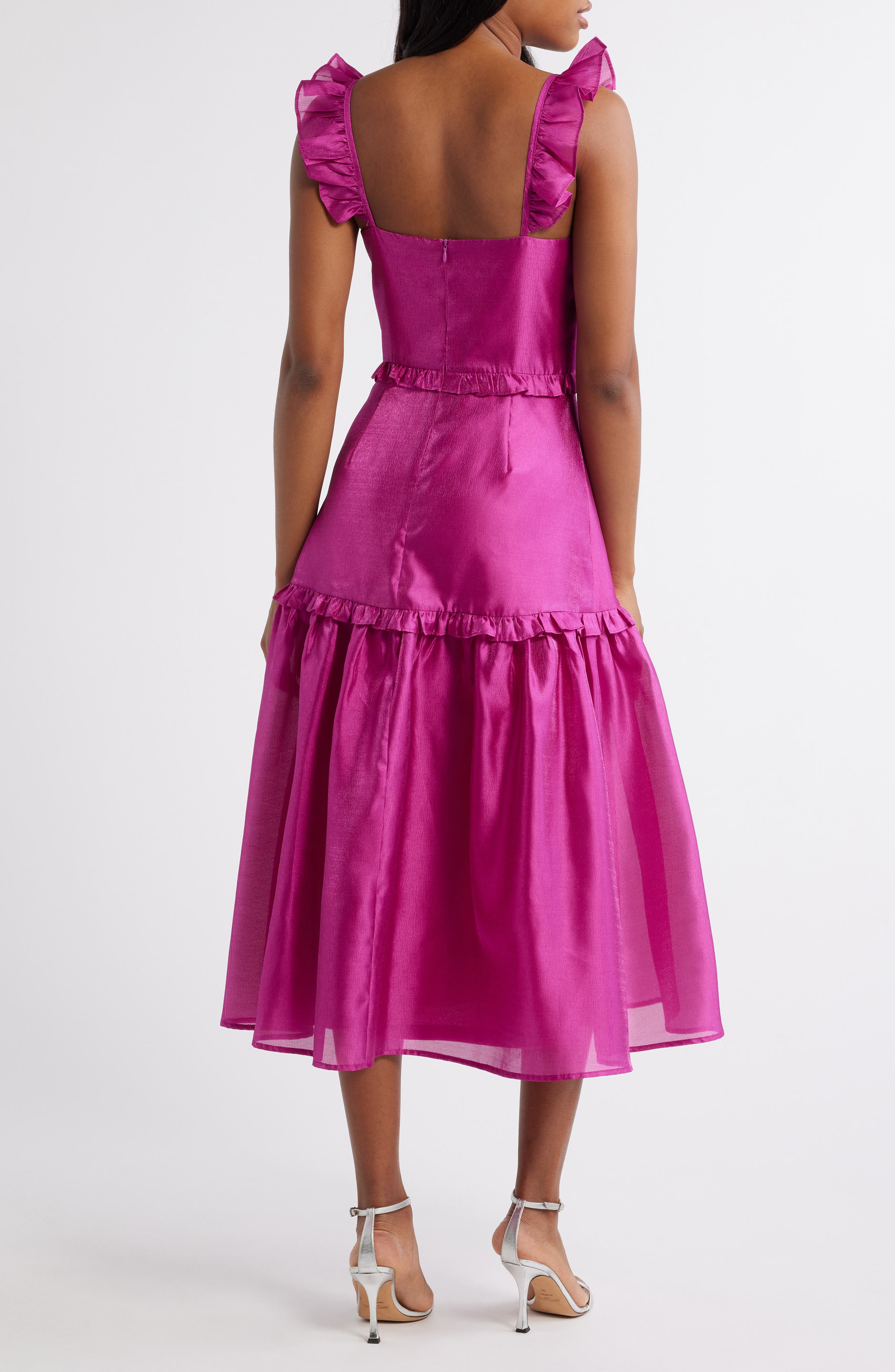 Lulus Ruffle Detail Textured Satin Dress | Nordstromrack