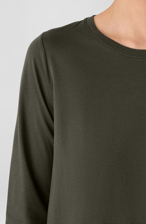 Eileen Fisher Organic Cotton Long Sleeve T-shirt In Green