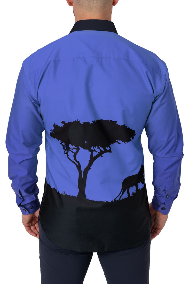 Fibonacci Cotton Button-Up Shirt, Alternate, color, MUFASA BLUE