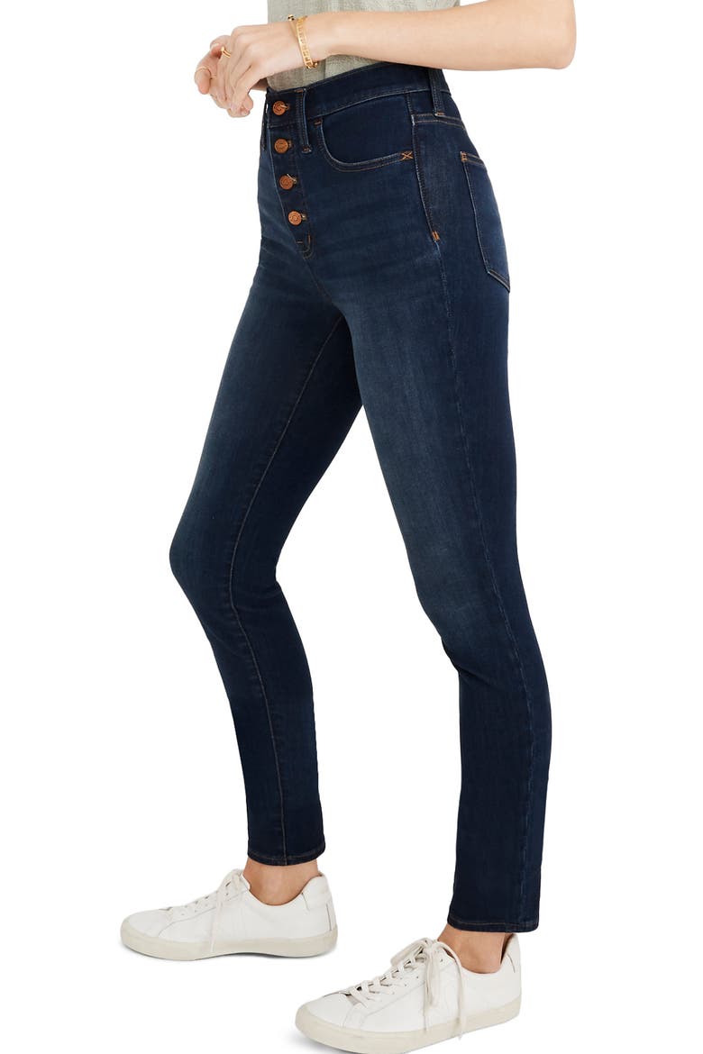 10-Inch High Waist Skinny Jeans: Button Front Edition, Alternate, color, CASSIA