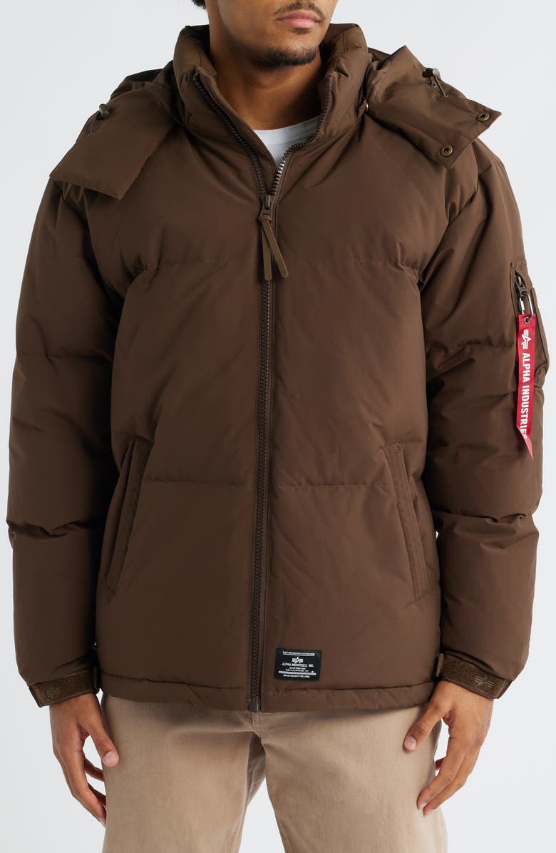 Alpha Industries Down & Feather Puffer Parka, Alternate, color, Espresso