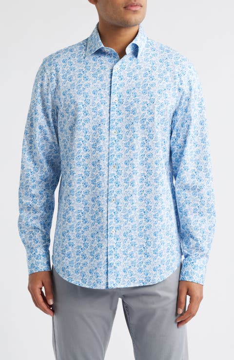 James OoohCotton® Leaf Print Button-Up Shirt