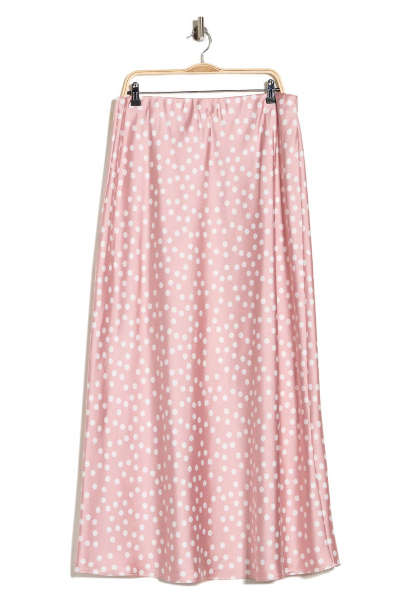 Polka Dot Satin Maxi Skirt, Alternate, color, PINK