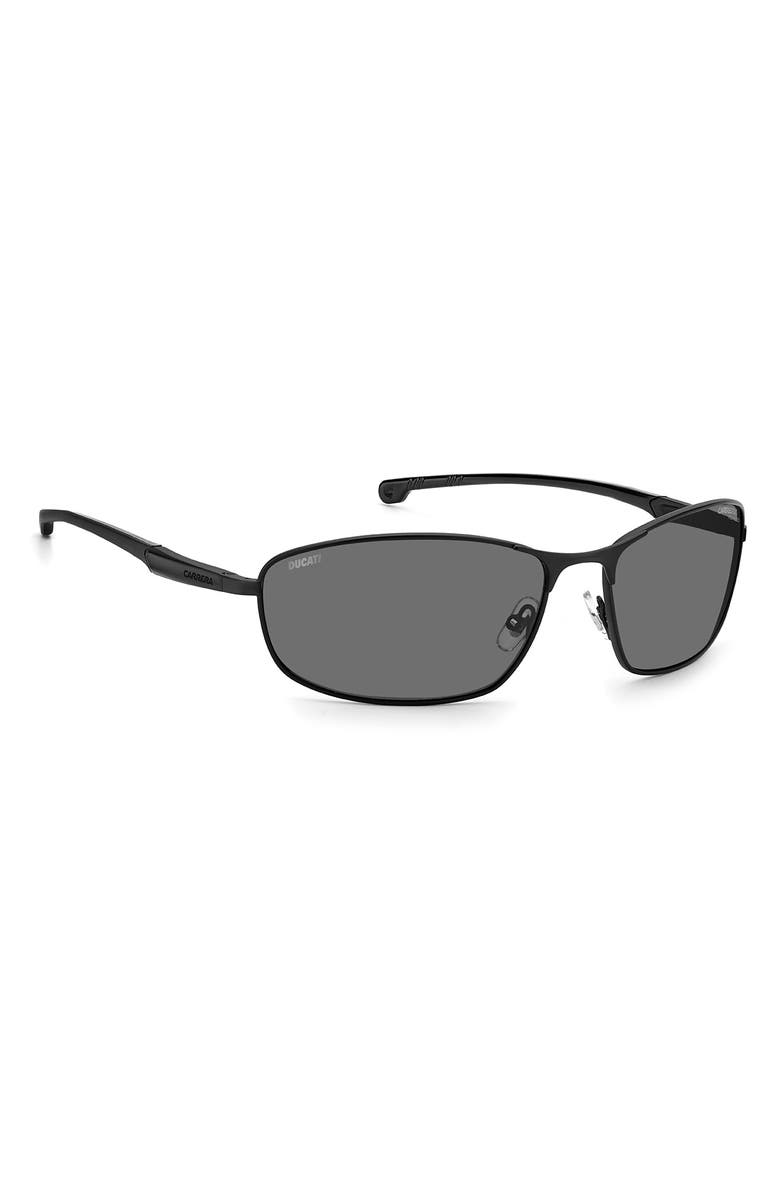 Carrera Eyewear x Ducati 64mm Polarized Rectangular Sunglasses, Alternate, color, Matte Black / Grey