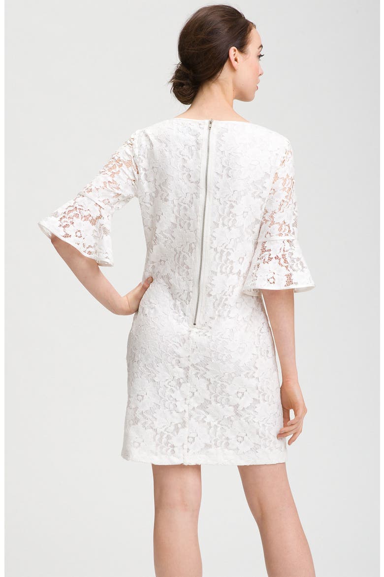 Ruffle Sleeve Lace Dress, Alternate, color, WHITE