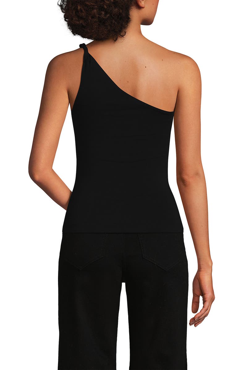 Lands' End Slender One Shoulder Top, Alternate, color, Black