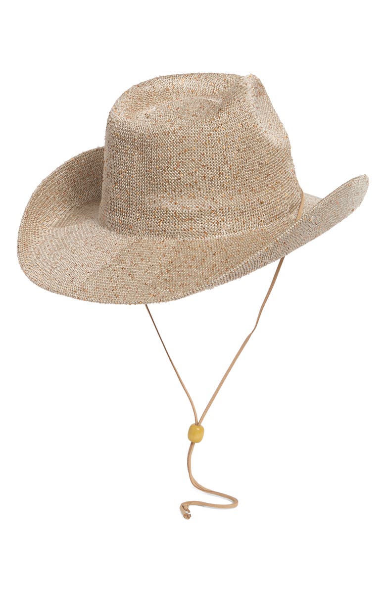Vince Camuto Packable Shine Cowboy Hat, Alternate, color, Natural