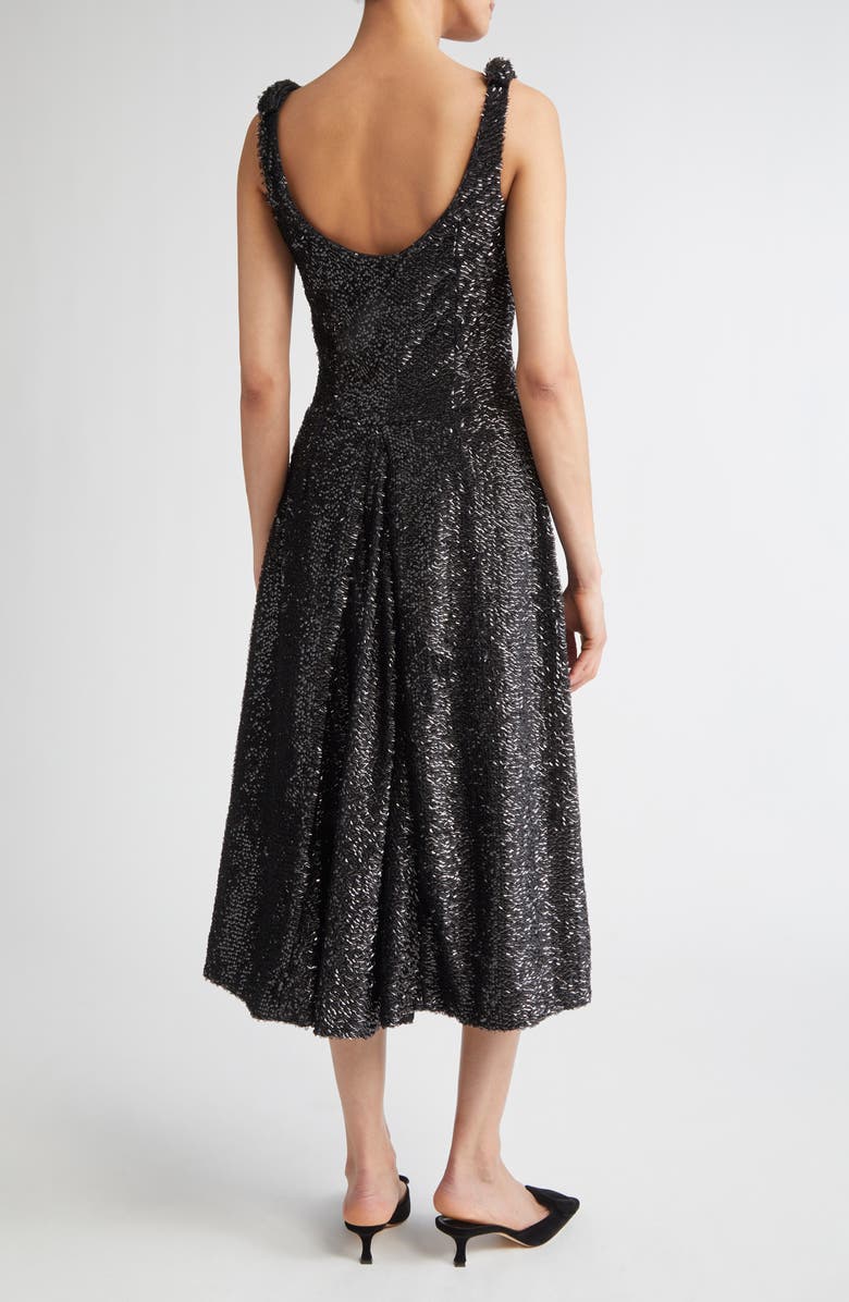 Emilia Wickstead Tippini Textured Sequin Sleeveless Midi Evening Dress, Alternate, color, Black