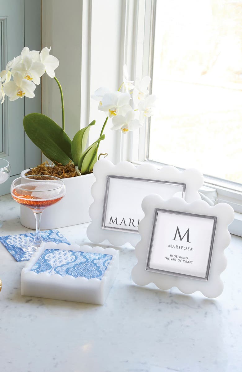 Mariposa Mod White Scallop 4 x 4-Inch Picture Frame, Alternate, color, White