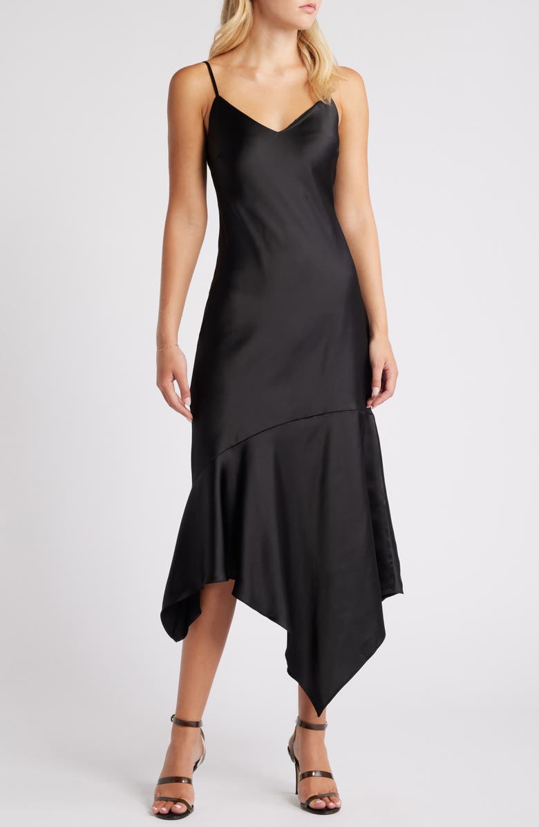 Steve Madden Lucielle Handkerchief Hem Satin Slipdress, Alternate, color,