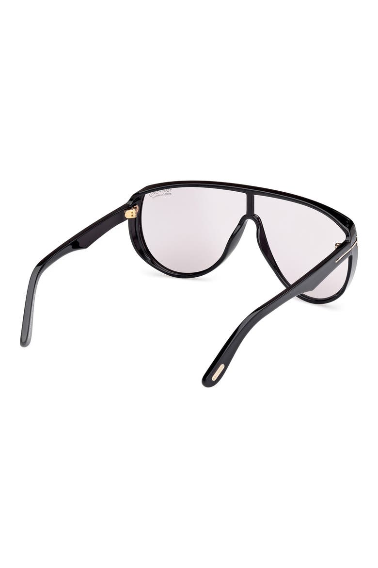 Achilles 138mm Shield Sunglasses, Alternate, color, BLACK / T LOGO / SMOKE LENSES