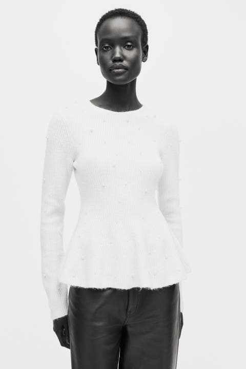 Bead-embellished Peplum Top