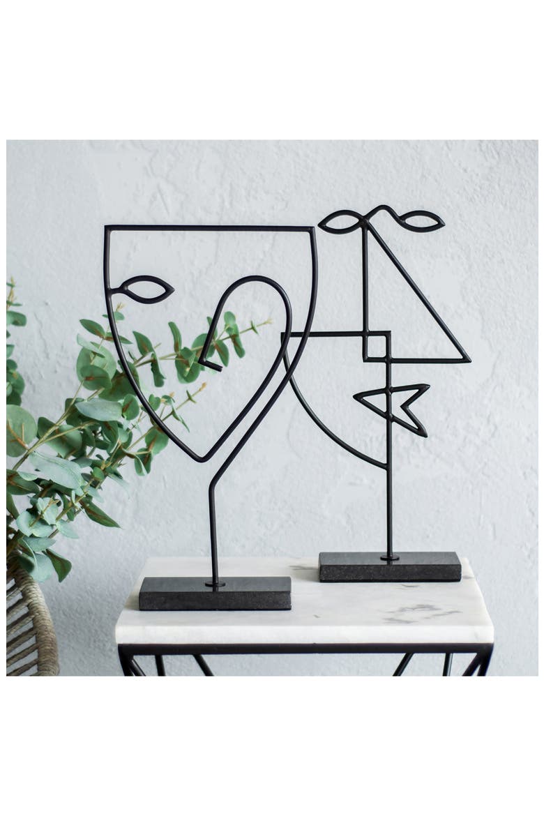 Posie Set of 2 Statues, Alternate, color, MATTE BLACK