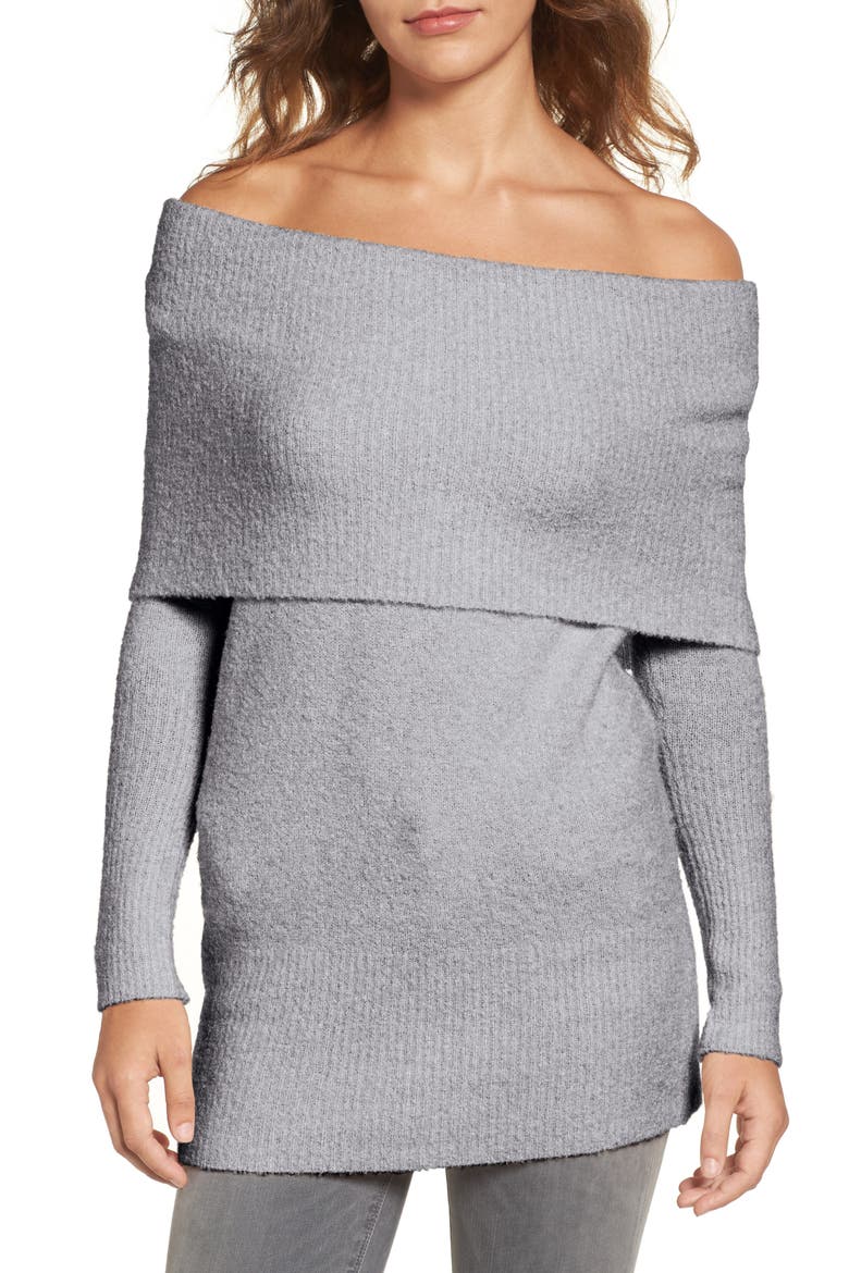 Off the Shoulder Tunic, Main, color, GREY HEATHER