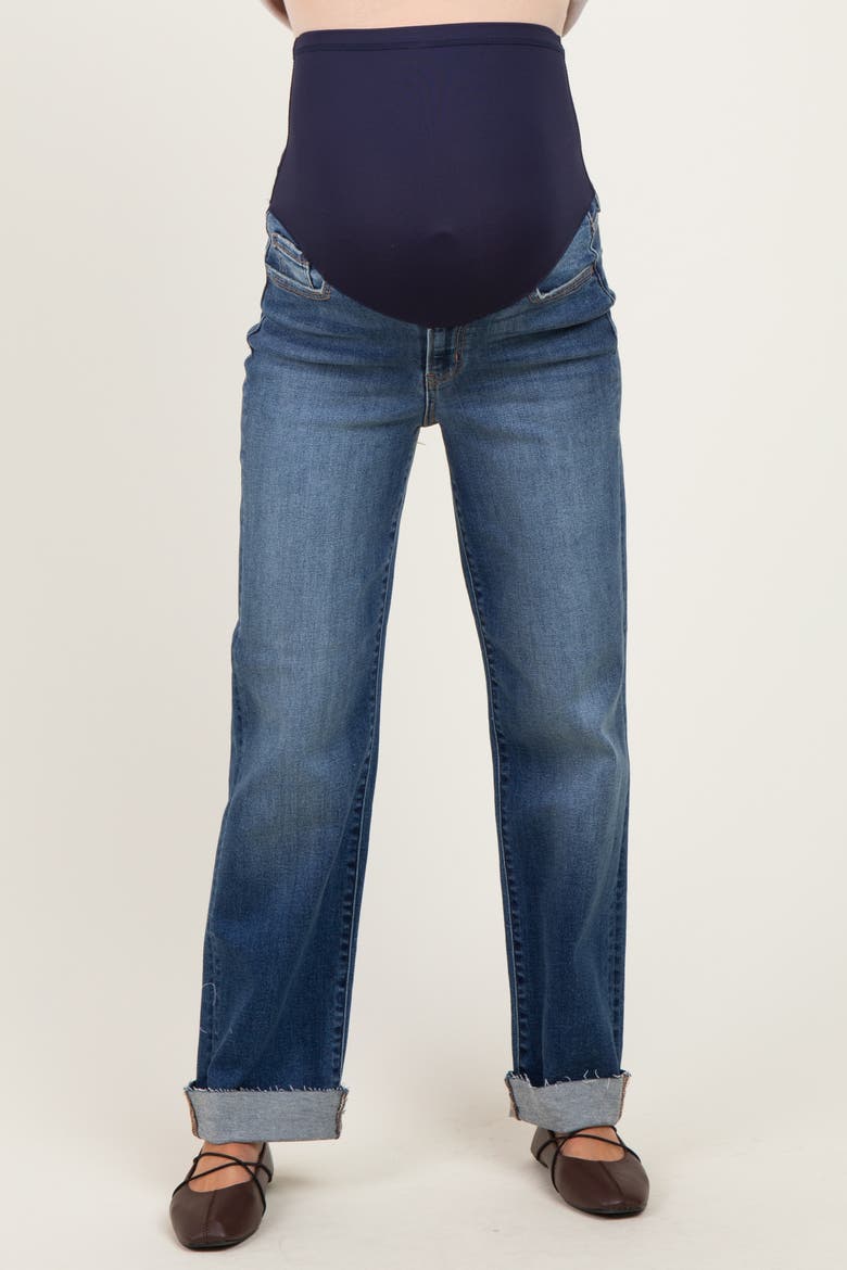 Wash Maternity Dad Jean With Cuffed Hem, Alternate, color, Navy Blue