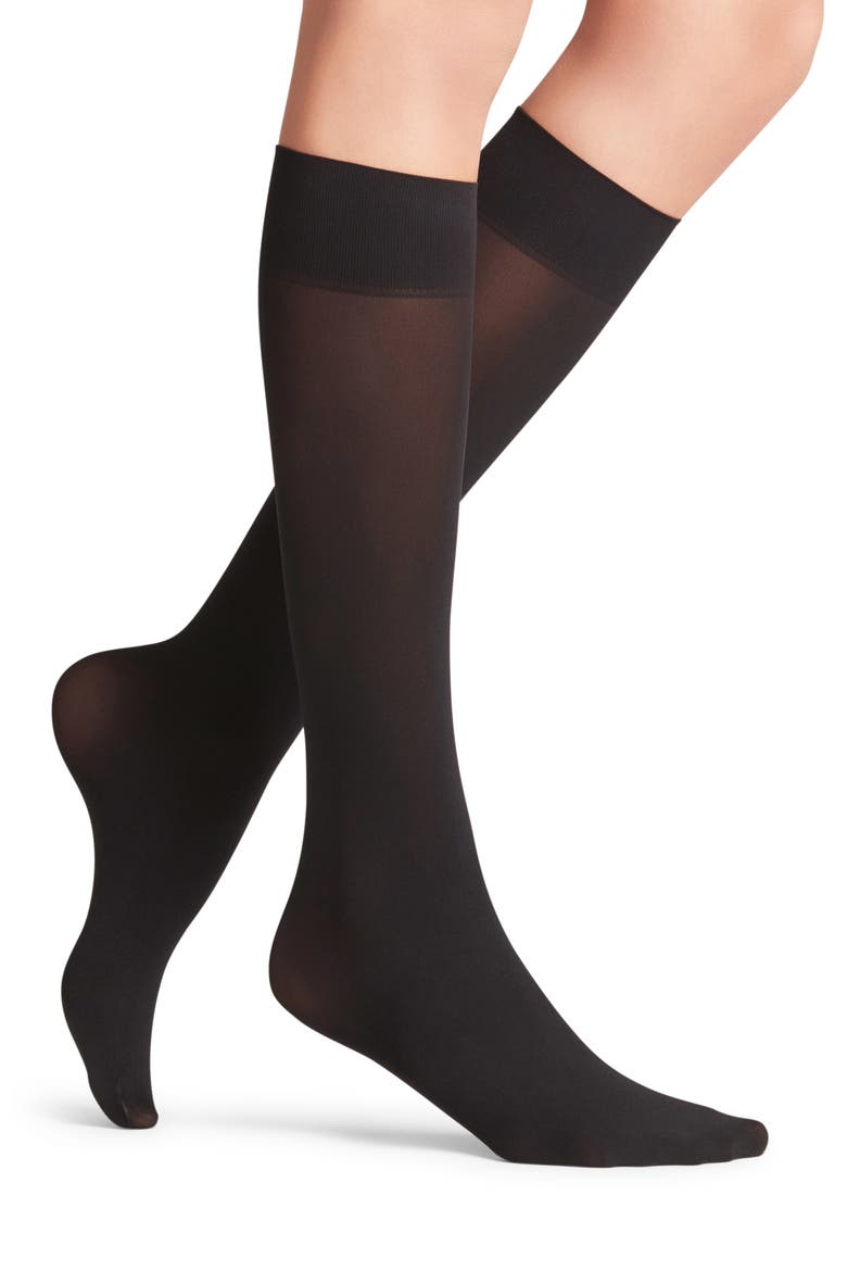 Pure Matte Knee High Socks, Main, color, BLACK