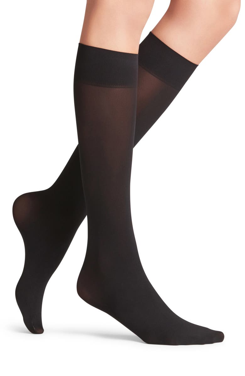Falke Pure Matte Knee High Socks, Main, color, Black