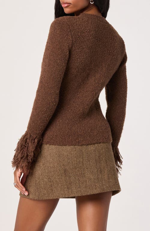 Astr The Label Fringe Sleeve Cardigan In Brown