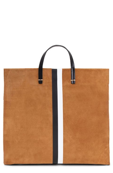 Simple Striped Suede Tote