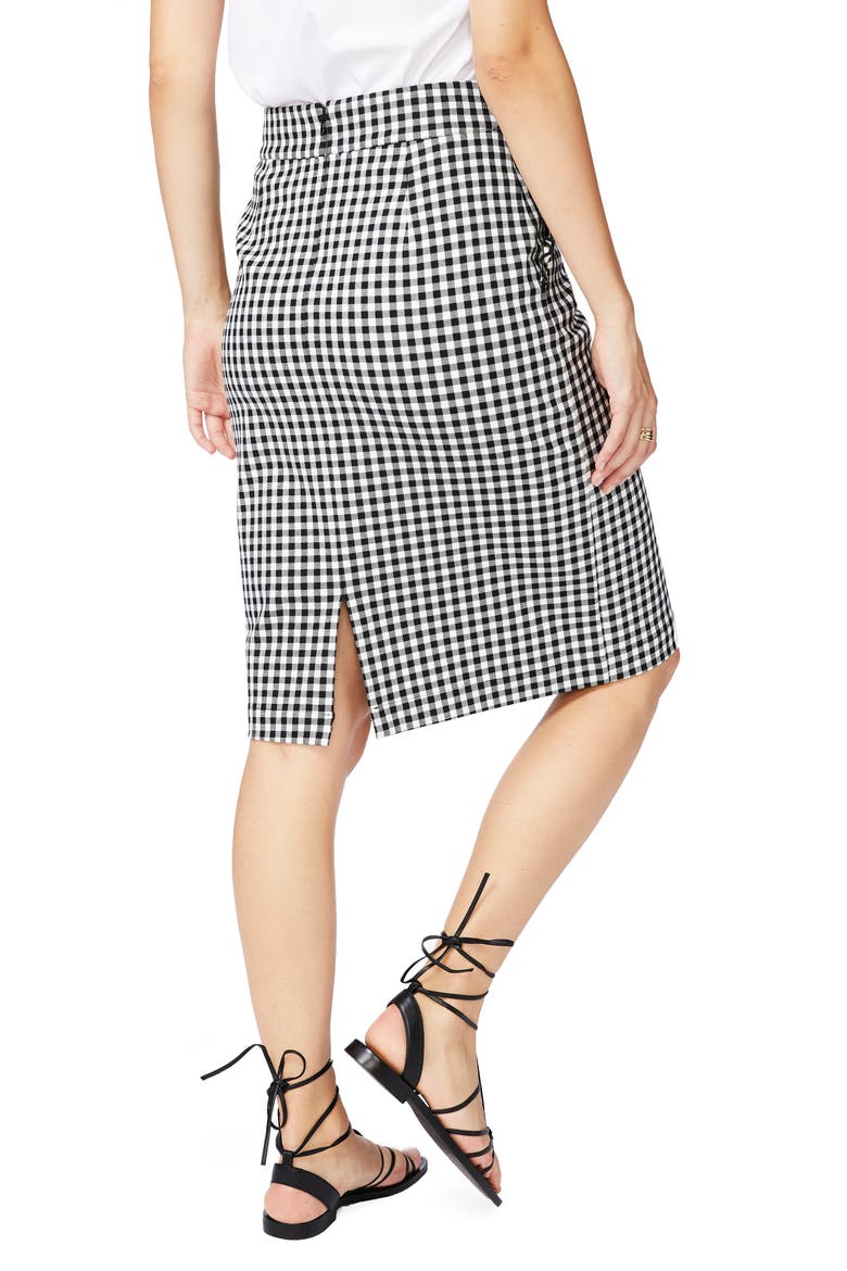 Gingham Pencil Skirt, Alternate, color, RICH BLACK