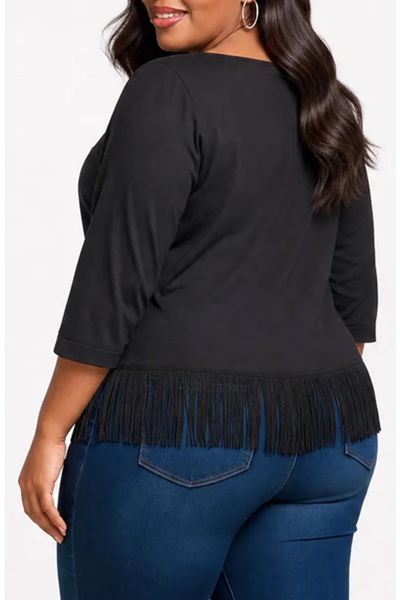 Fringe Hem Boatneck Top, Alternate, color, BLACK
