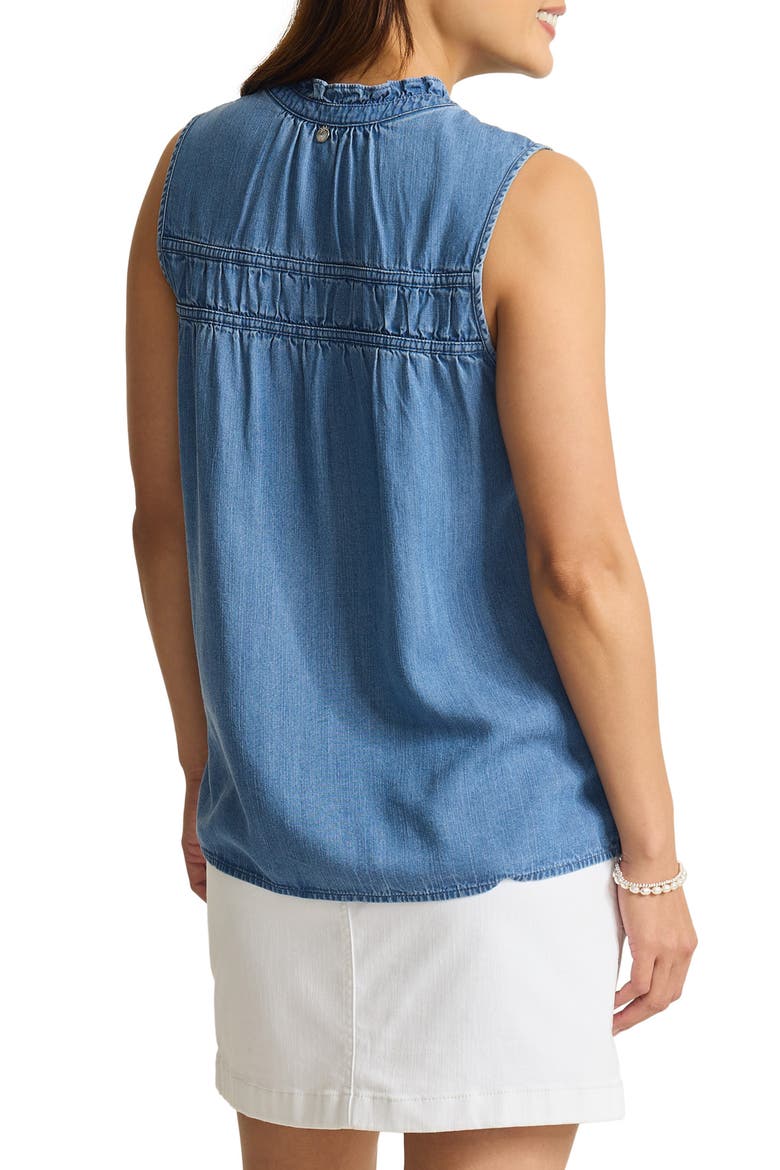 Chambray O Lei Sleeveless Top, Alternate, color, MED INDIGO WASH