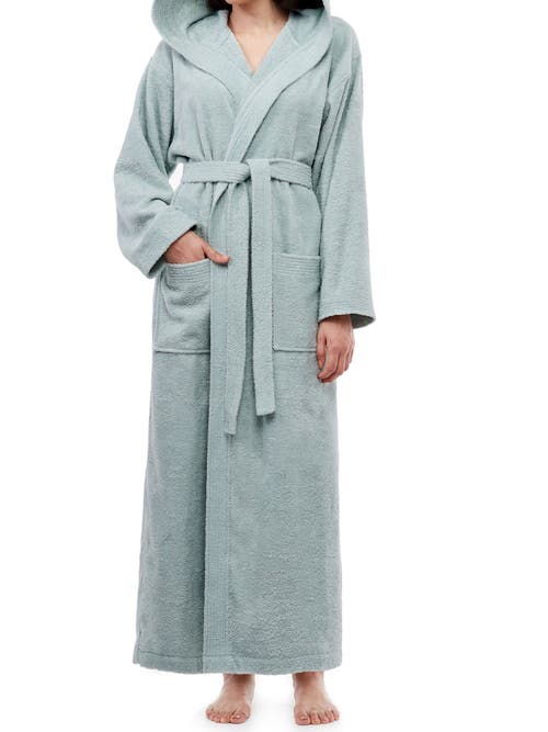 Arus Cotton Full Length Hooded Bathrobe In Green