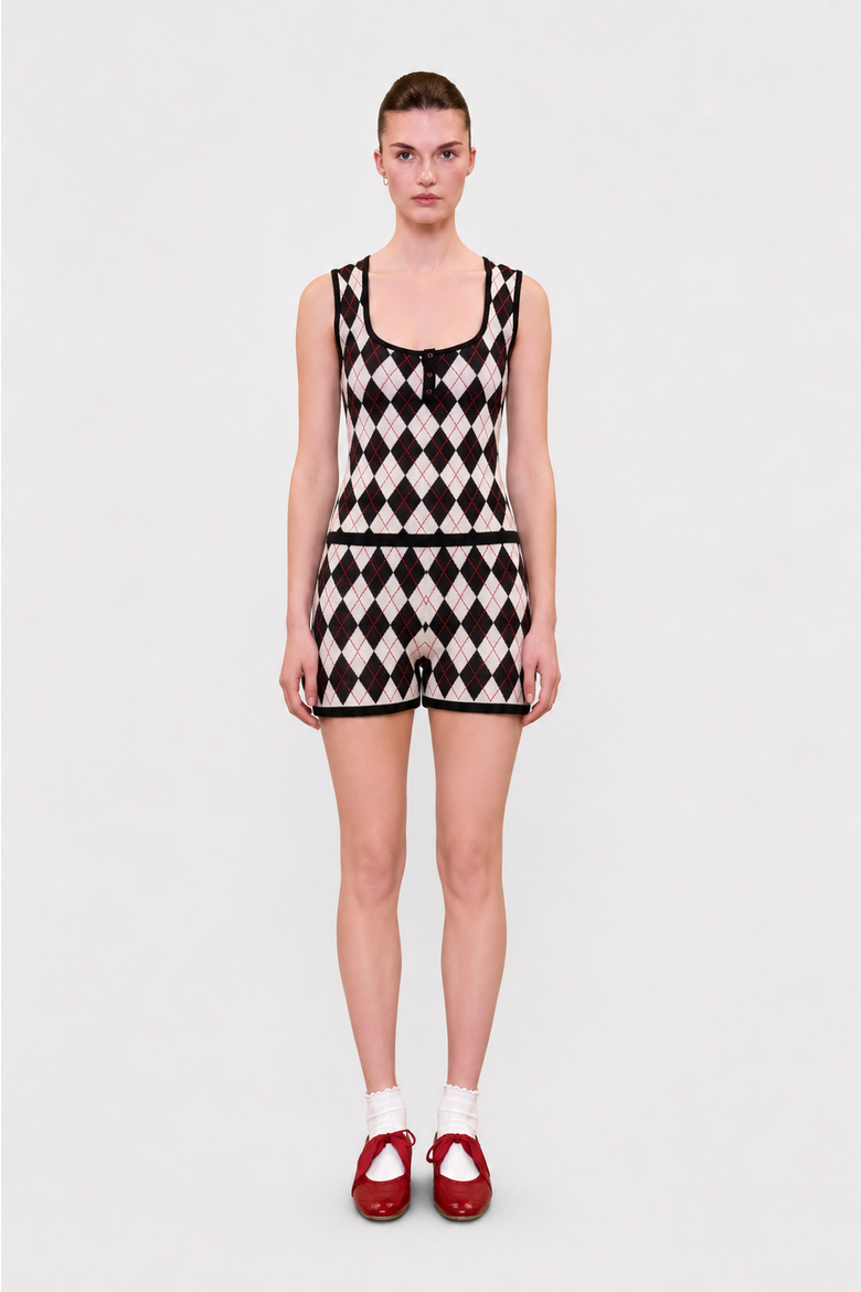 Daydreamers Argyle Knit Mini Short, Alternate, color, BLACK