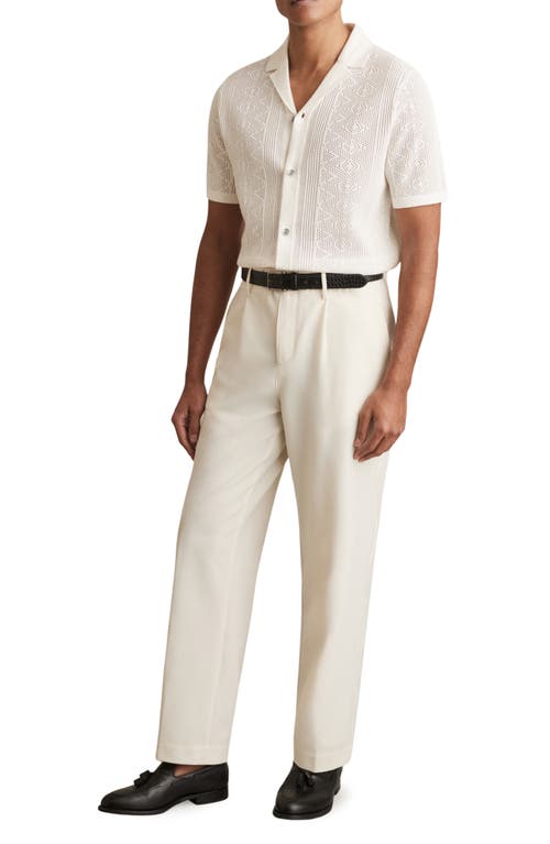 Reiss Kipling Texture Knit Camp Shirt In White