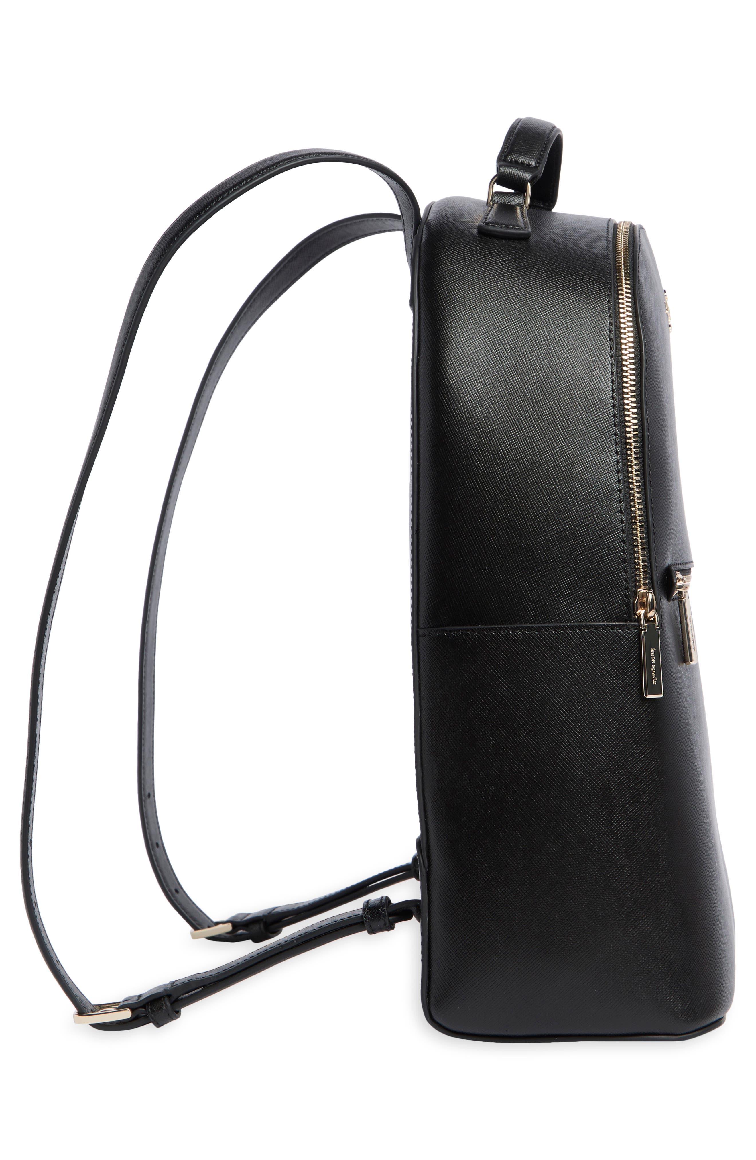 perry large saffiano leather backpack, Alternate, color, BLACK