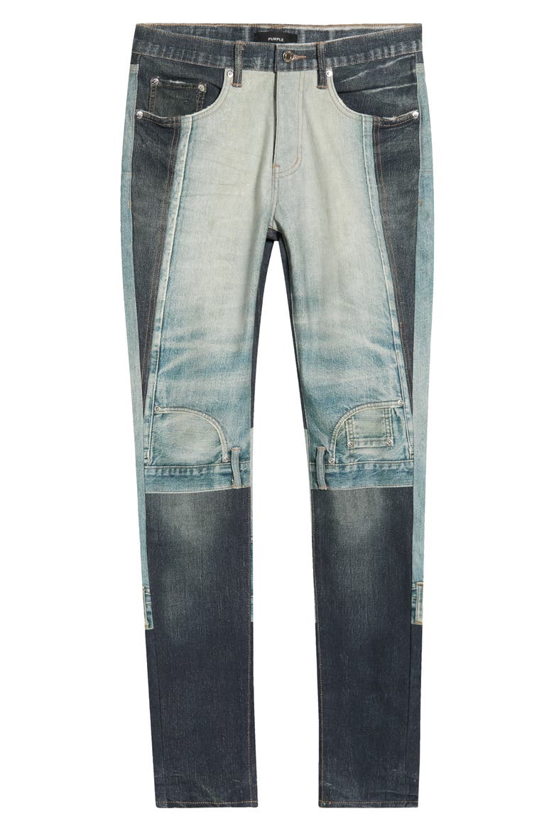 Upside Down Skinny Jeans, Alternate, color, DARK BLUE