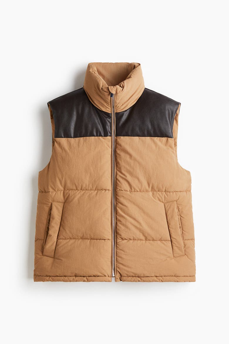 Puffer Gilet, Alternate, color, Beige/color block