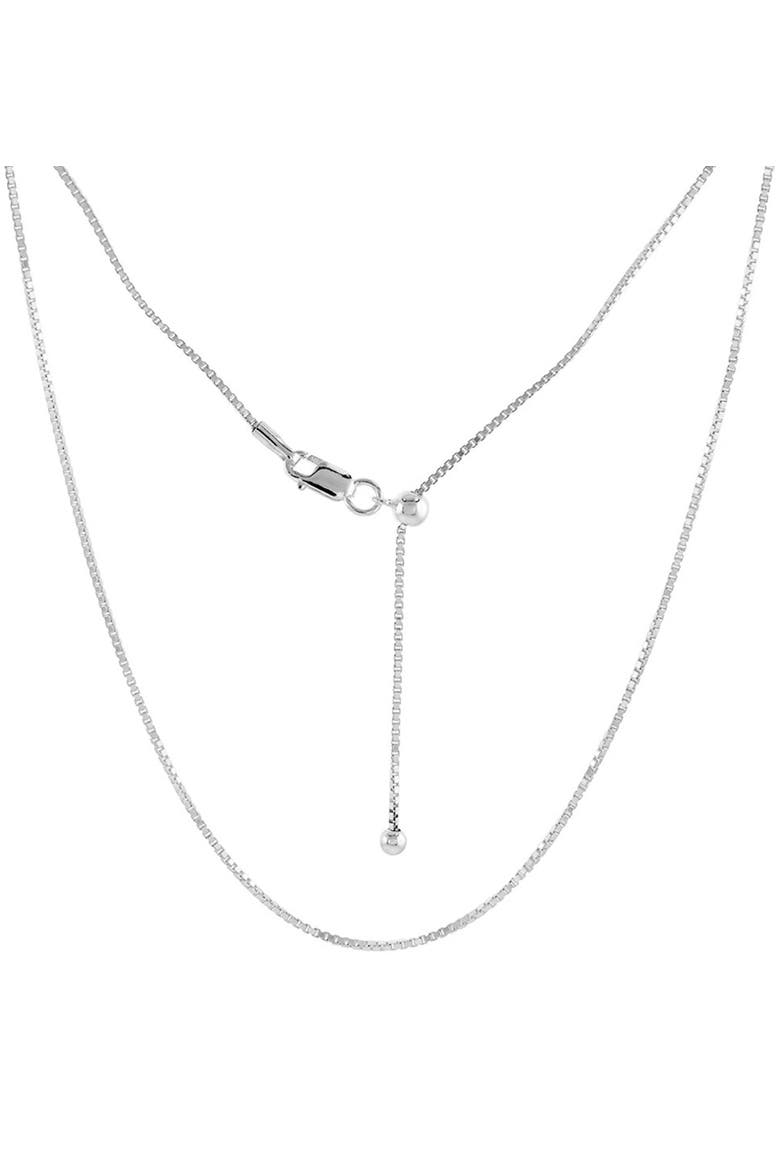 Sterling Silver Adjustable Box Necklace, Main, color, Silver