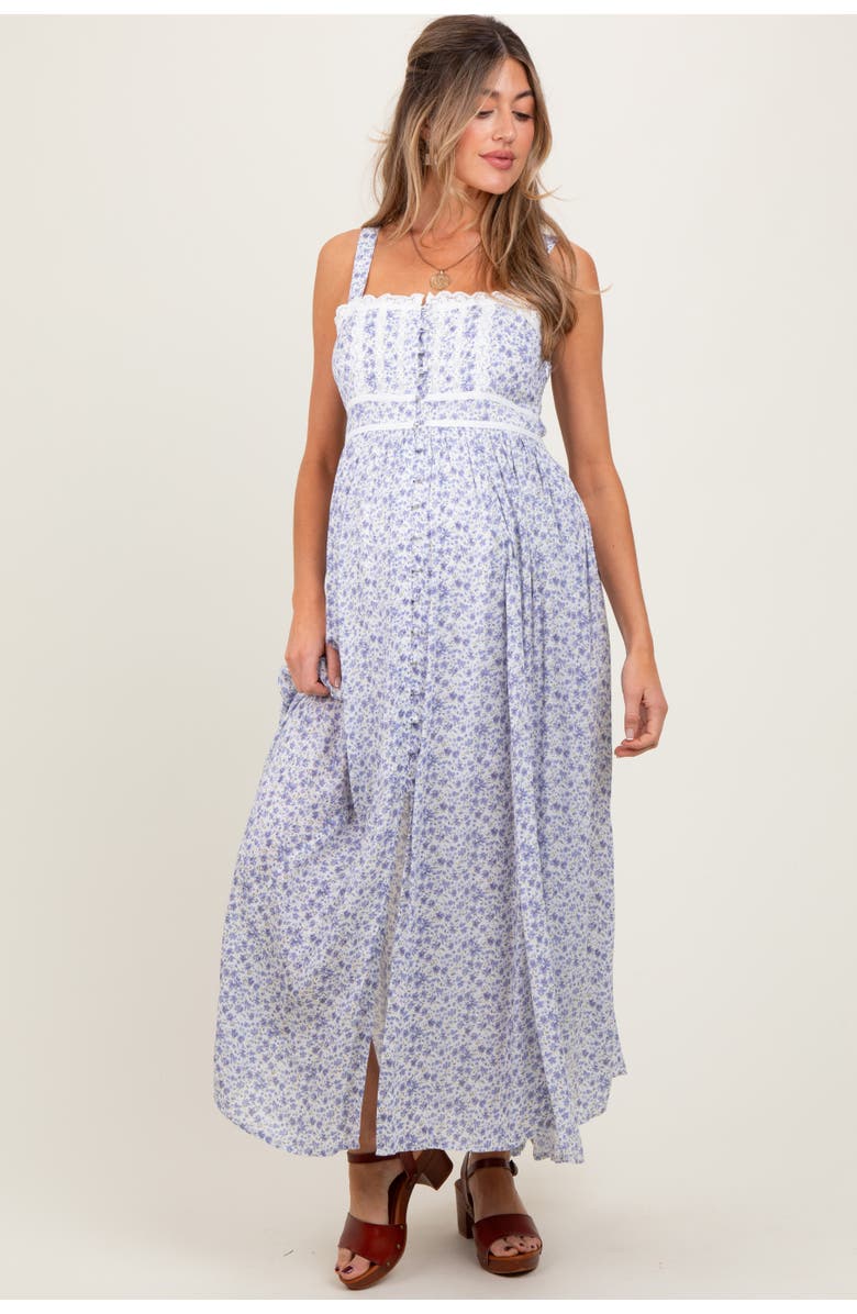 PinkBlush Floral Button Down Sleeveless Maxi Dress, Alternate, color, Light Blue