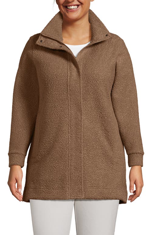 Lands' End Boucle Fleece Coat In Brown