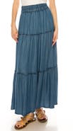 A COLLECTIVE STORY Tiered Denim Maxi Skirt