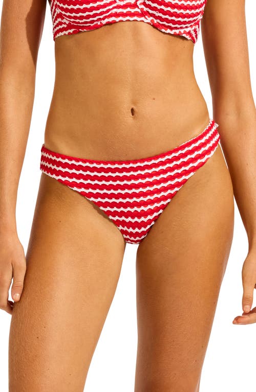 Seafolly Stripe Bikini Bottoms In Red