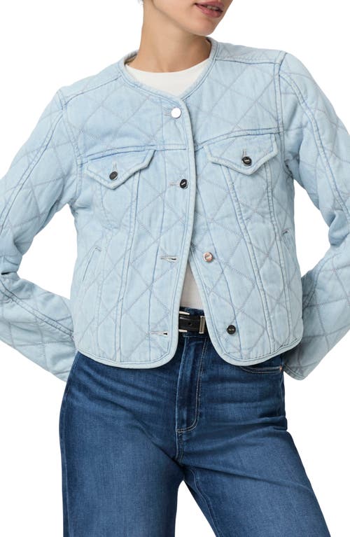 Paige Jayla Quilted Crop Denim Jacket In Aella