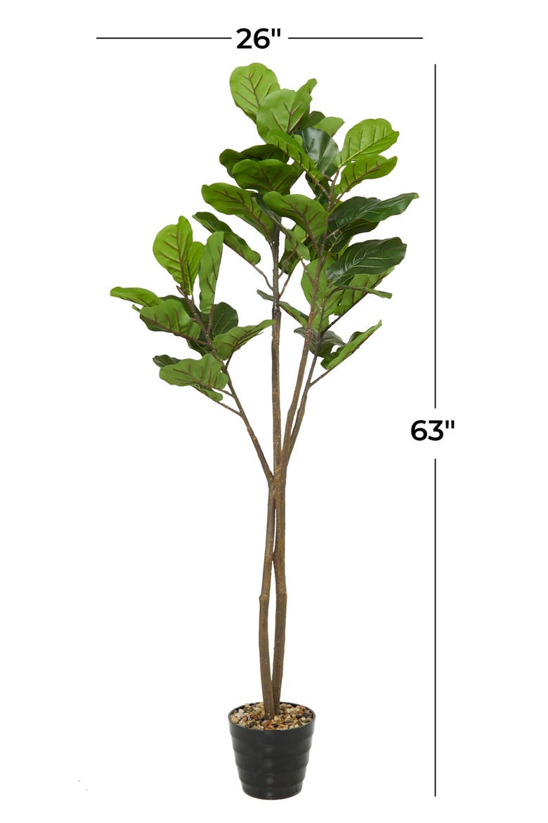 Green Faux Foliage Artificial Fiddle Fig Leaf Tree, Alternate, color, GREEN