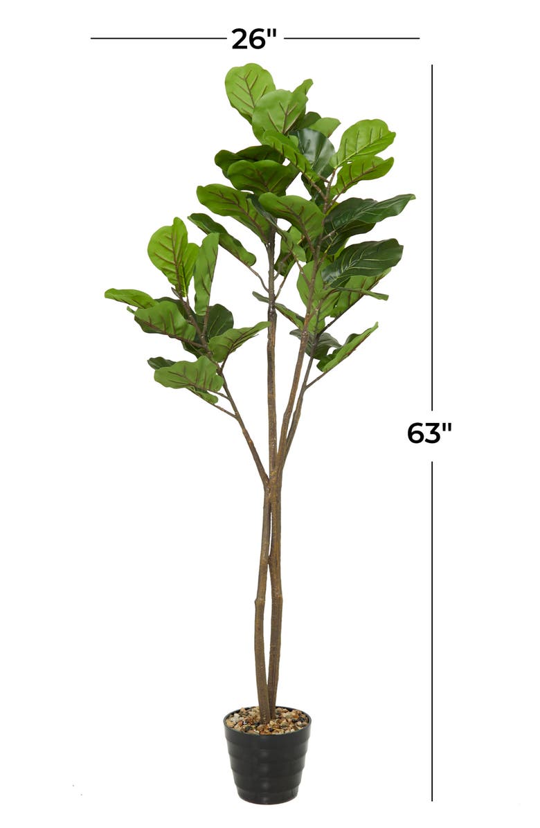 GINGER BIRCH STUDIO Green Faux Foliage Artificial Fiddle Fig Leaf Tree, Alternate, color, Green