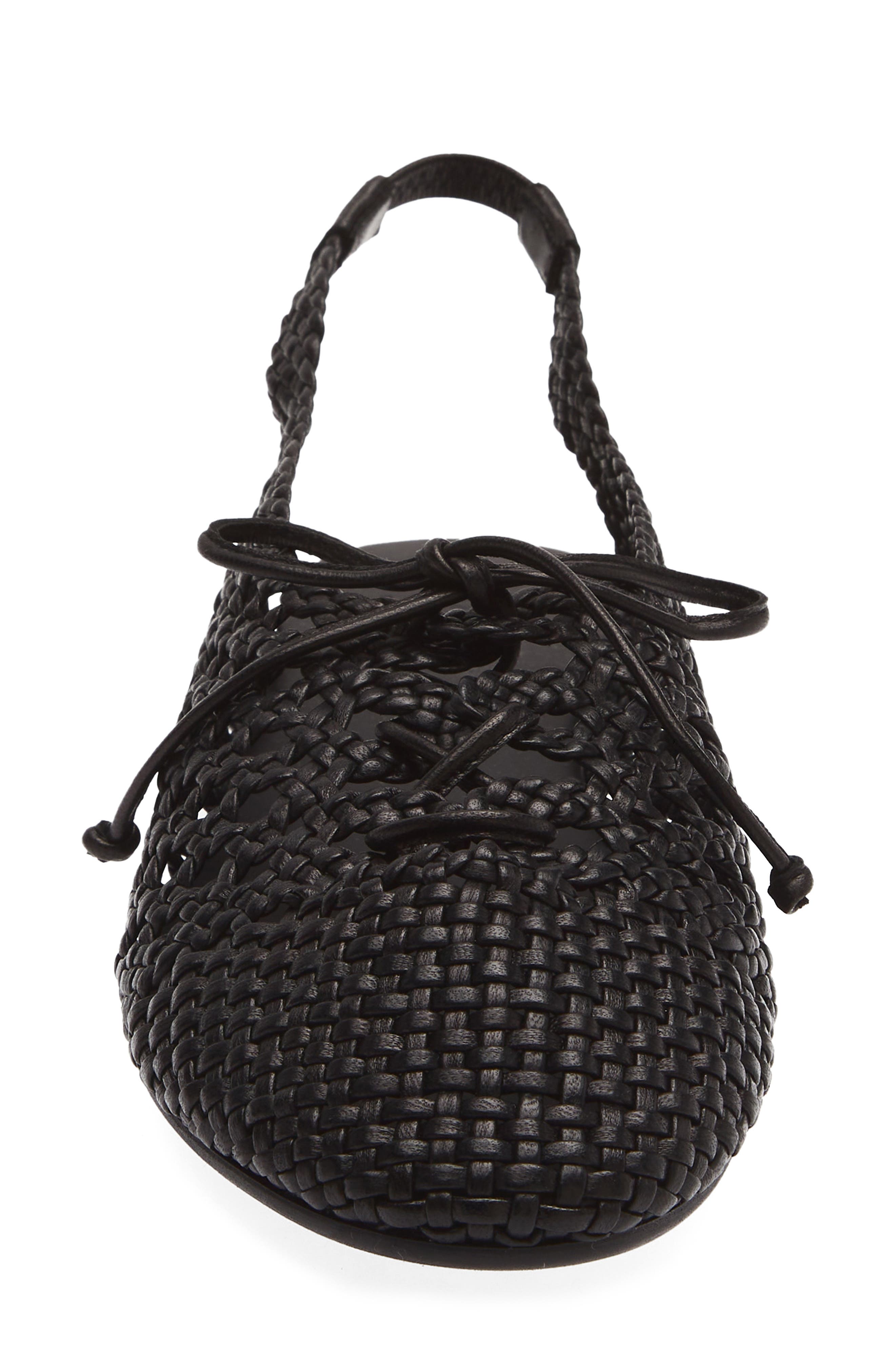 Sardana Handwoven Leather Lace Up Flat, Alternate, color, BLACK