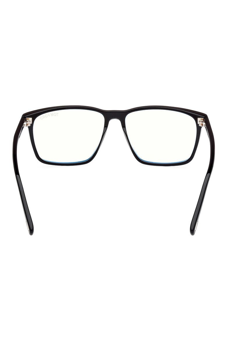 56mm Square Blue Light Blocking Glasses, Alternate, color, BLACK ECO / T LOGO