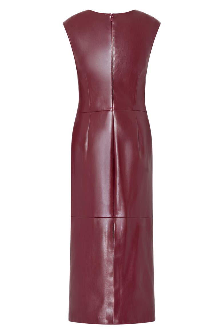 Nat Twist Faux Leather Midi Dress, Alternate, color, BURGUNDY