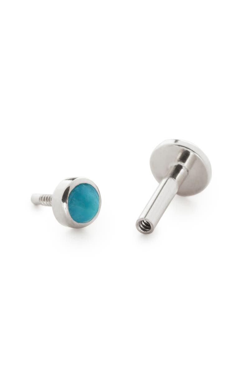 Monica Vinader Mini Turquoise Single Labret Stud, Alternate, color, White Gold