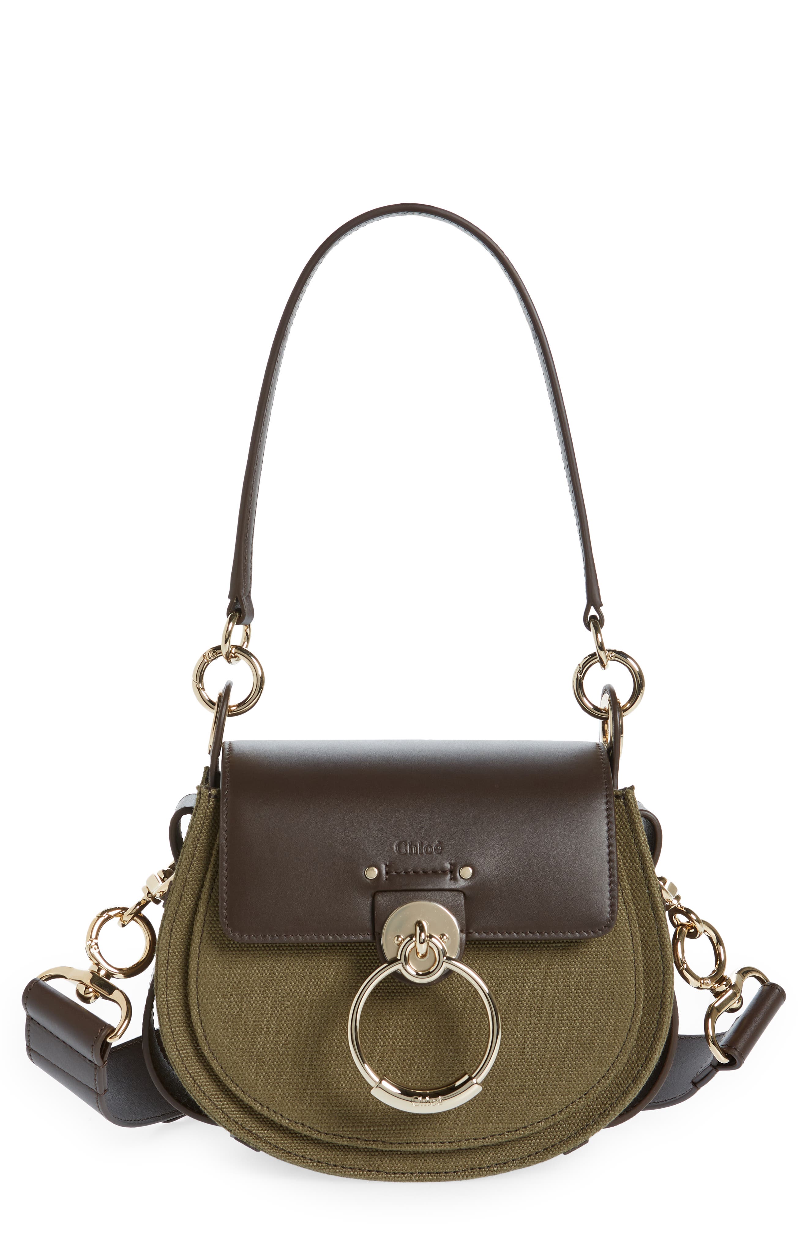 Chloé Small Tess Linen & Leather Crossbody Bag, Main, color, 